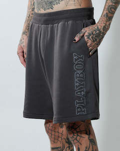 Clothing: Playboy Text Vintage Black Track Short