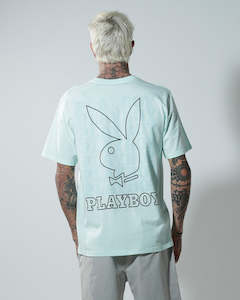 Clothing: Playboy Linear Classic Bunny Stack Mint Tee