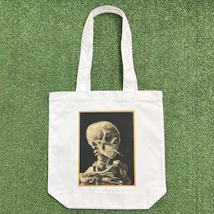 Vincent Van Gogh Smoking Skull Tote Bag