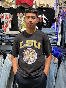 LSU Emblem Faded Black Tee