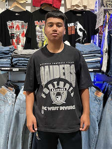 Clothing: Raiders Division Arch Faded Black Tee