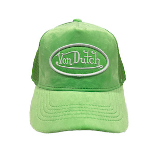 Clothing: Von Dutch Lime Velvet Trucker Cap