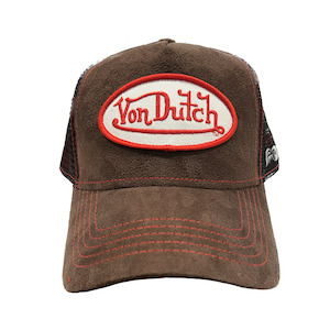 Von Dutch Brown Suede & Red Trucker Cap