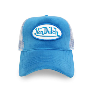 Clothing: Von Dutch Blue Crush Velvet Trucker Cap