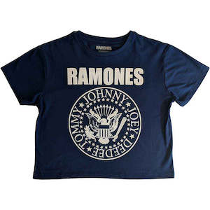 Ramones Presidential Seal Denim Blue Crop Top