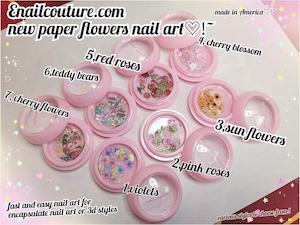 Paper Flowers nail art (Nail Art Designs Decoration)