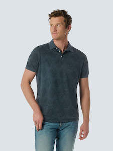 Clothing: No Excess - Mosaic Print Pique SS Polo - Night