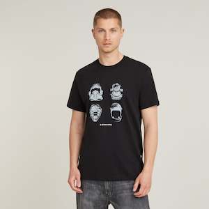 Clothing: G-Star Raw - Masks Graphic R Tee - Dark Black