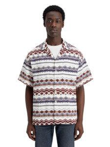 Scotch & Soda - Printed Striped SS Shirt - Red Blue Multi