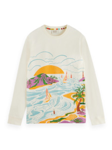 Clothing: Scotch & Soda - Landscape Artwork LS Tee - Shell