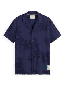 Scotch & Soda - Terry Jacquard SS Shirt - Navy Blue