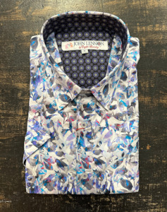 English Laundry - John Lennon SS Shirt - Lavender Birds White Multi