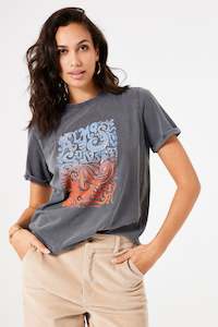 Clothing: Garcia - Sunset Print SS Tee - Antracite