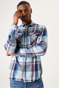 Garcia - Big Checked LS Shirt - Indigo