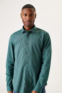 Garcia - Micro Print LS Shirt - Jade Green