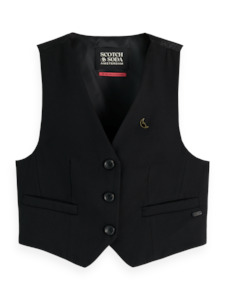 Maison Scotch - Gabardine Waistcoat - Evening Black