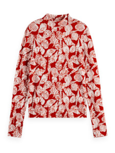 Maison Scotch - All Over Printed LS Tee - Shell Batik Terracotta