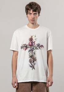 Clothing: Religion - Cross Botanical Tee - Winter White