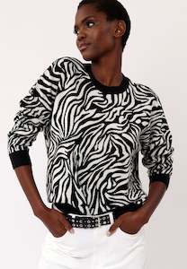 Religion - Heritage Animal Print Jumper - White/Black