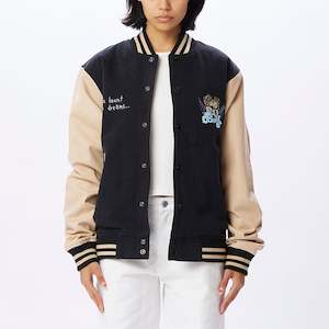 Obey - Care Denim Varsity Jacket - Dusty Black Multi