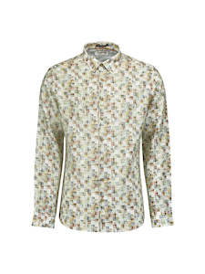 Clothing: No Excess - Shapes Print LS Shirt - Green