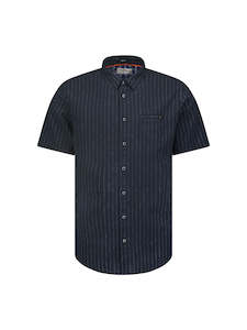 No Excess - Pinstripe Print SS Shirt - Night