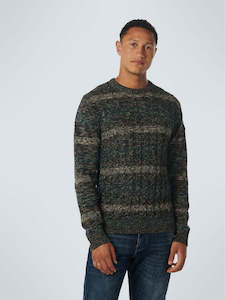 No Excess - Cable Jacquard Crewneck Pullover - Ocean