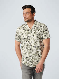 No Excess - Island Print SS Shirt - Light Army