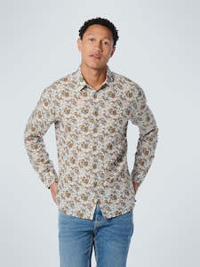 No Excess - Leaf Printed LS Shirt - Offwhite