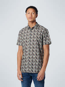 No Excess - Charcoal Printed SS Shirt - Light Aqua