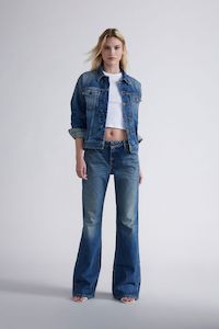 Please - Faded-Effect Palazzo Jean - Blu Denim