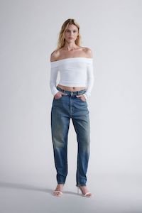 Please - Baggy Faded-Effect Jean - Blu Denim