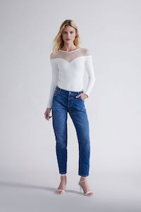 Clothing: Please - Faded-Look Pure Cotton Straight Jean - Blu Denim