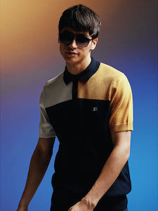 Ben Sherman - Colour Block Textured Polo - Dark Navy