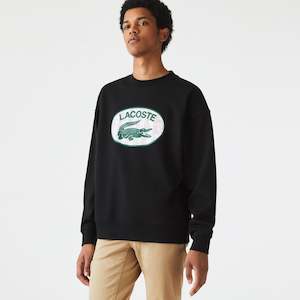 Lacoste - Loose Fit Monogram Print Sweatshirt - Black