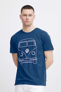 Clothing: Blend - Volkswagen Camper Print Tee - Navy Peony