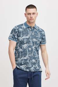 Blend - Tropical Island Print SS Polo - Captains Blue