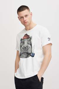 Blend - Hippo Print Tee - Snow White