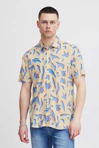 Blend - Geometric Print SS Shirt - Oyster Gray