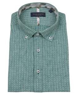 Guide London - Diamond Cotton-Linen SS Shirt - Sage