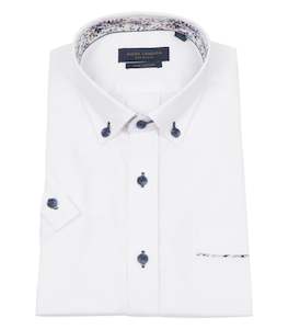 Guide London - Versatile Subtle Contrast SS Shirt - White