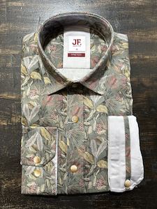 Clothing: Jimmy Fox - Banana Palm LS Shirt - Grey/Green