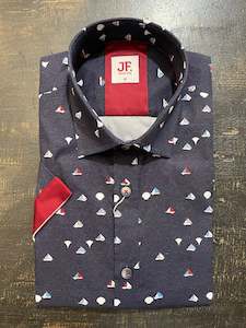 Clothing: Jimmy Fox - Mini Sails SS Shirt - Navy/Multi