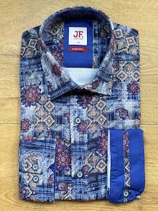 Jimmy Fox - Aztec Print LS Shirt - Blue