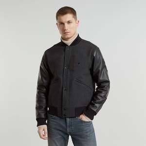 Clothing: G-Star Raw - Varsity Wool Leather Jacket - Shadow