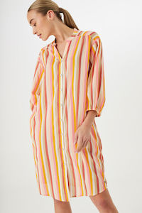 Clothing: Garcia - Tropical Stripe Dress - Off White/Multi