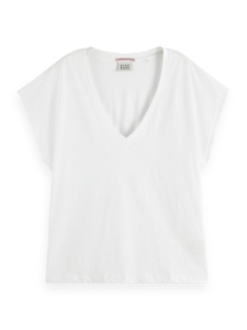 Maison Scotch - Essentials Slub V-Neck Tee - White