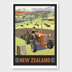 New zealand tractor art print by ross murray