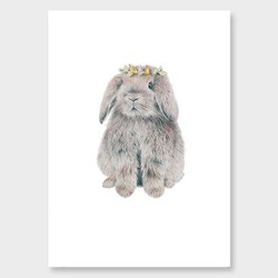 Rainbow wreath bunny art print by olivia bezett