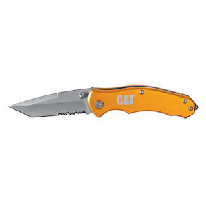 CAT 165mm Serrated Tanto Blade Folding Knife with Glass Break